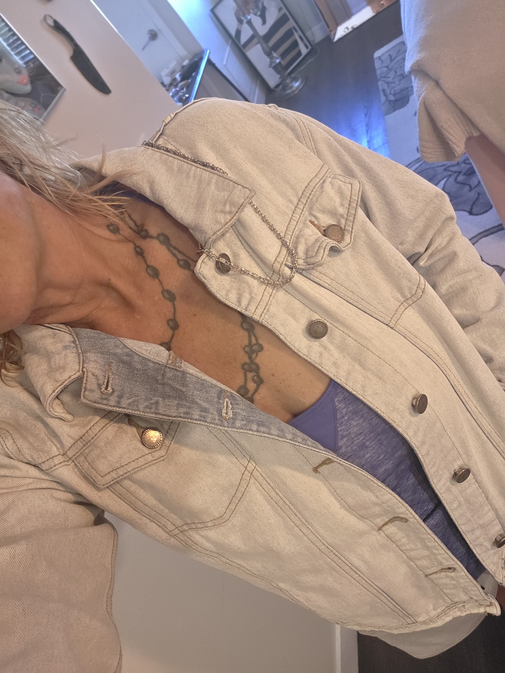 Roxy Light Blue Denim Jacket with Small Silver Roxy Badge Medium